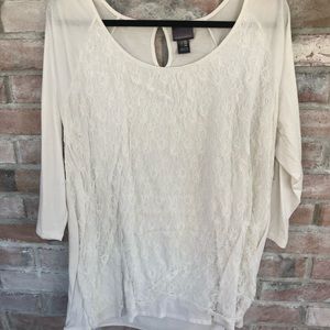 Motherhood Maternity Ivory Lace 3/4 Blouse XL